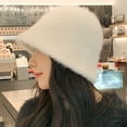 thumbnail image 3 of LinYooLi Version Of The Internet Celebrity In Rabbit Hair Bucket Hat Female New Knit Hat Plush Fisherman Hat Warm Pure Color Pot, 3 of 8
