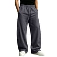 thumbnail image 2 of Men's Track Pants Open Bottom Wide Leg Lightweight Sweat Pants Loose Fit Jogging Sweat Pants with Pockets, 2 of 7