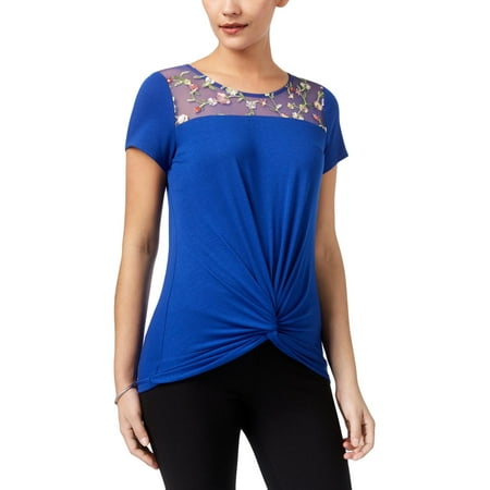 Collection Floral Print - NY Collection Womens Embroidered Floral Print T-Shirt