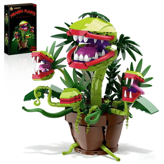 Audrey 2 Piranha Plant Building Block Set, Cannibal Flower Toy Model, Openable Mouth, Collectible Gift for Adults & Kids, 428 Pcs