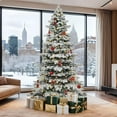 thumbnail image 2 of Dextrus 7.5 FT Prelit Flocked Layered Spruce Christmas Tree, Pre-Decorated  Artificial Pine Christmas Tree with 1278 Tips & 550 Lights, Remote Control,11 Light Modes, White Flocked, 2 of 12