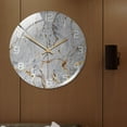 thumbnail image 4 of Elegante reloj de pared redondo con estampado de mármol decorativo, reloj silencioso analógico s pulgadas para el hogar, Sunnimix Reloj de pared, 4 of 7