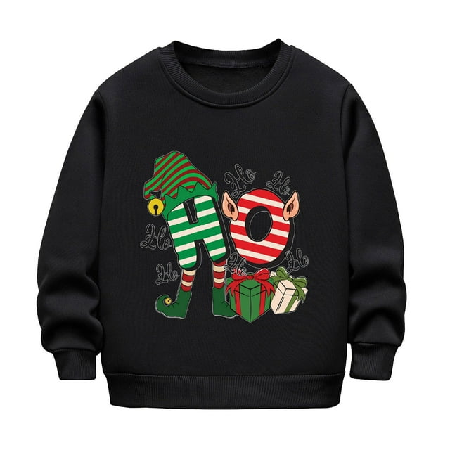 djtdsds Chandails en Molleton pour Adolescentes, Manches Longues Automne et Hiver pour Enfants, Imprimé de Noël, Décontracté, Épais, Chaud, Col Rond, Chandail à Capuchon pour Garçons et Filles, Chandails en Molleton Mignons Taille : 18-24 Mois
