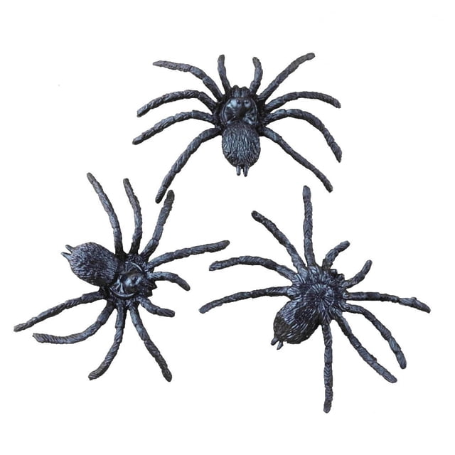 10 piezas de plástico negro arañas bromas bromas divertidos artilugios decoración horrible para fiestas de Halloween carnavales fiesta de disfraces (negro)