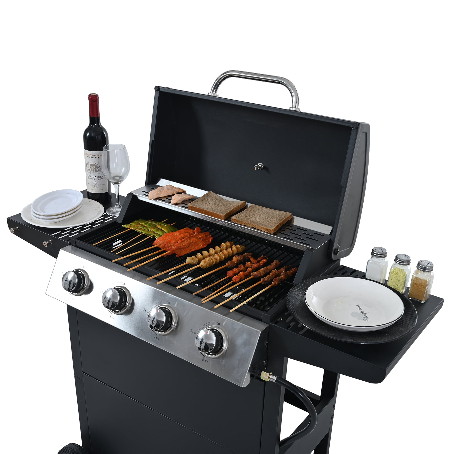 4 Burner Propane Gas Grill, Barbecue Grill , Stainless Steel