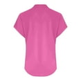 thumbnail image 5 of LIZUOJUN Summer Tops for Women 2026 Cotton Linen Casual V-Neck Button Short Sleeve T-Shirt Loose Fit Summer Blouse Tops Hot Pink S, 5 of 8