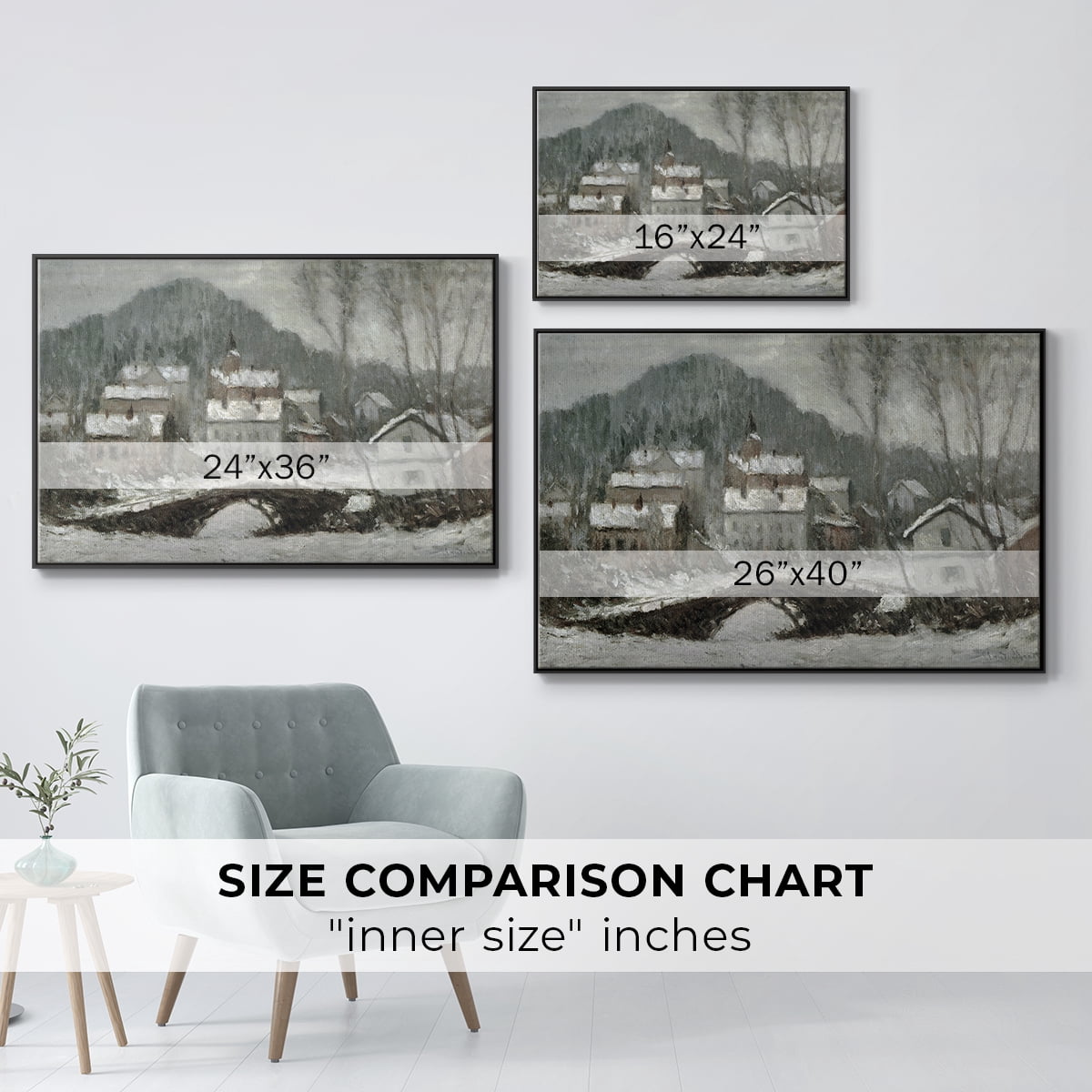 Vintage Landscape-CLXV By Wexford Home Framed in Black Wood Gallery Wrapped Canvas 25 in. x 37 in.