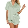 thumbnail image 2 of RMGVDSD Womens Pajamas Loungewear Women's Home Wear Wedding Bridesmaid Pajama Set Satin Short Sleeve Shirt And Shorts Pajama Set Sleepwear Comfy Jammies Sleepwear, 2 of 4