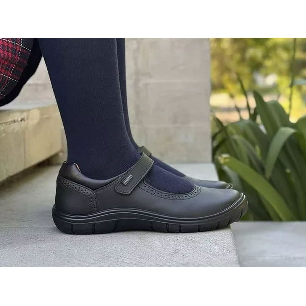 Zapato Escolar Coqueta Flats Niña Balerina Casual Piel Negro