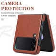 thumbnail image 2 of TECH CIRCLE Leather Case for Samsung Galaxy Z Flip 3 Lichee Pattern Non-Slip Design Slim Thin Shockproof Case For Samsung Galaxy Z Flip 3,Brown, 2 of 6