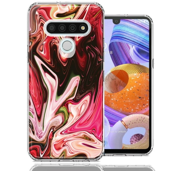 MUNDAZE For LG K51 Pink Abstract Design Double Layer Phone Case Cover