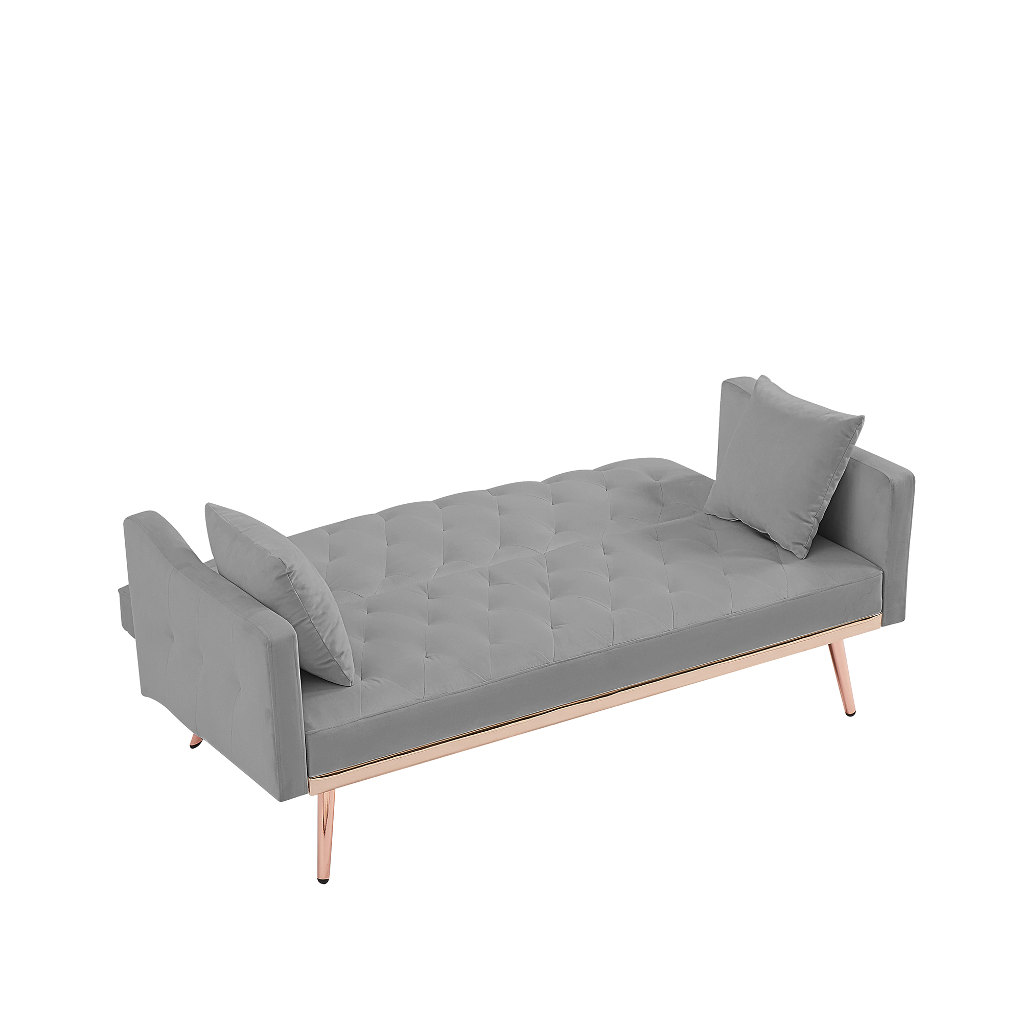 Kadyn Futon Sofa Bed with Metal Legs, Couches and Sofas for Living Room, 3-Speed Adjustable Living Room Sofa, Gray