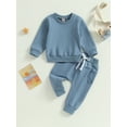 thumbnail image 3 of 2Pcs Pants Set Long Sleeve Crew Neck Sweatshirt Top Drawstring Sweatpants 6M 12M 18M 24M 3T Toddler Boys Fall Winter Clothes, 3 of 10