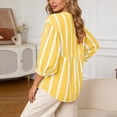 thumbnail image 5 of Bibifish Womens T-Shirts Classic Striped Pattern Loose Fit Tees Casual 3/4 Sleeve V-Neck T Shirts Spring Summer Stylish Daily Dating Going Out T Shirts, 5 of 7