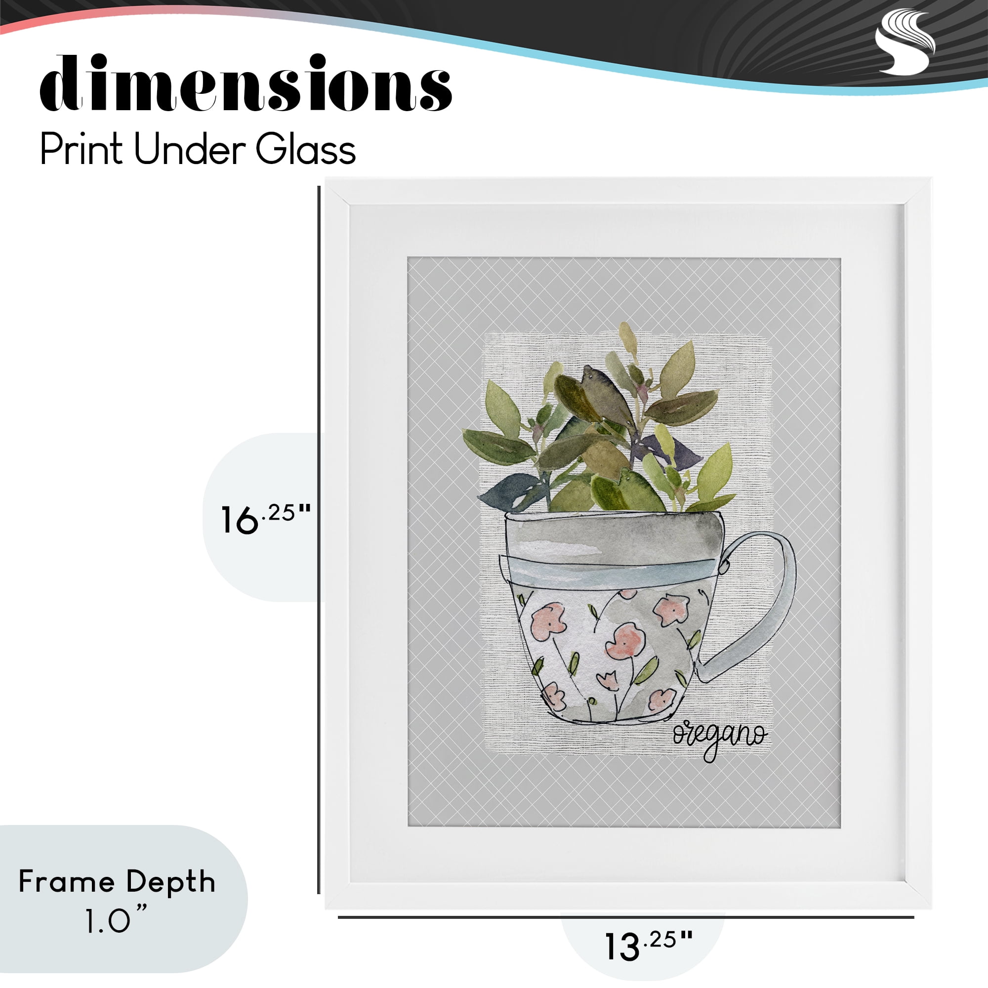 Stupell Industries Oregano Herb Mug White Framed Print Under Glass, design by Livi Finn