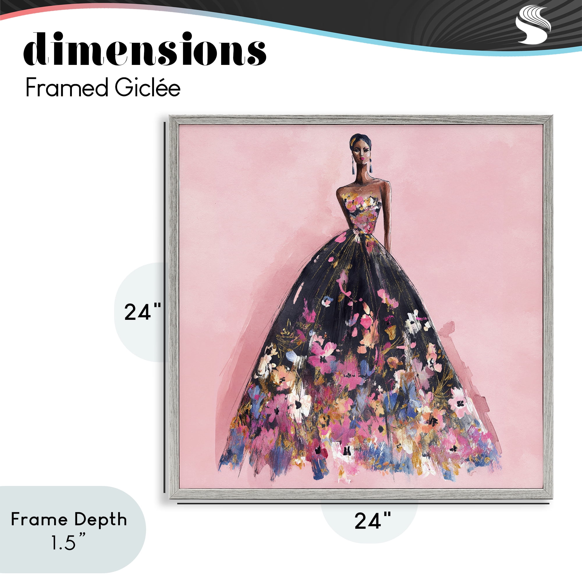 Stupell Industries Floral Reverie Gown Gray Framed Giclee Art, design by Svetlana Aleynikova