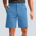 thumbnail image 2 of Vibrex Men's Shorts Elastic Waist Straight Buttons Zipper Solid Color Cargo Shorts Loose Comfort Summer Casual Work Shorts with Pockets, Gifts for Men,Sky Blue_3XL, 2 of 7