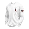 thumbnail image 3 of Havenx Men's 250th America Anniversary Printed T-Shirt Long Sleeve Waffle-Knit T-Shirt American Flag Crew Neck Sweatshirt Vintage Jesus Cross Patriotic Casual Freedom Pullover Tops,White 3XL, 3 of 3