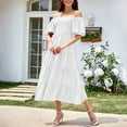 thumbnail image 4 of YuXingFu Womens Plus Size Cotton Dresses Maxi Crew Neck Plus Size Womens Dress Short Sleeve for Beach Long Casual Summer White S, 4 of 4