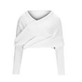thumbnail image 5 of UAMVSH Off Shoulder Sweaters for Women Elegant Criss Cross Wrap Knitwear Tops Baggy Fall Long Sleeve Party Pullover Sweaters(Free Size,White), 5 of 6