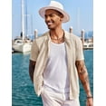 thumbnail image 5 of COOFANDY Men's Knit Shirts Short Sleeve Button Up Polo Shirt Fashion Casual Summer Beach Shirts, 5 of 6