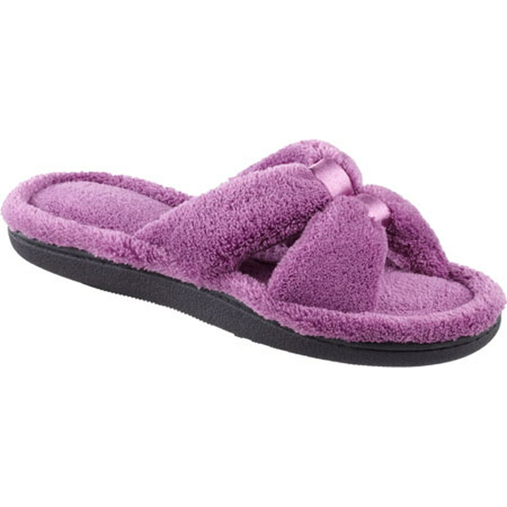 Isotoner Women's Isotoner Microterry Satin XSlide w/Memory Foam