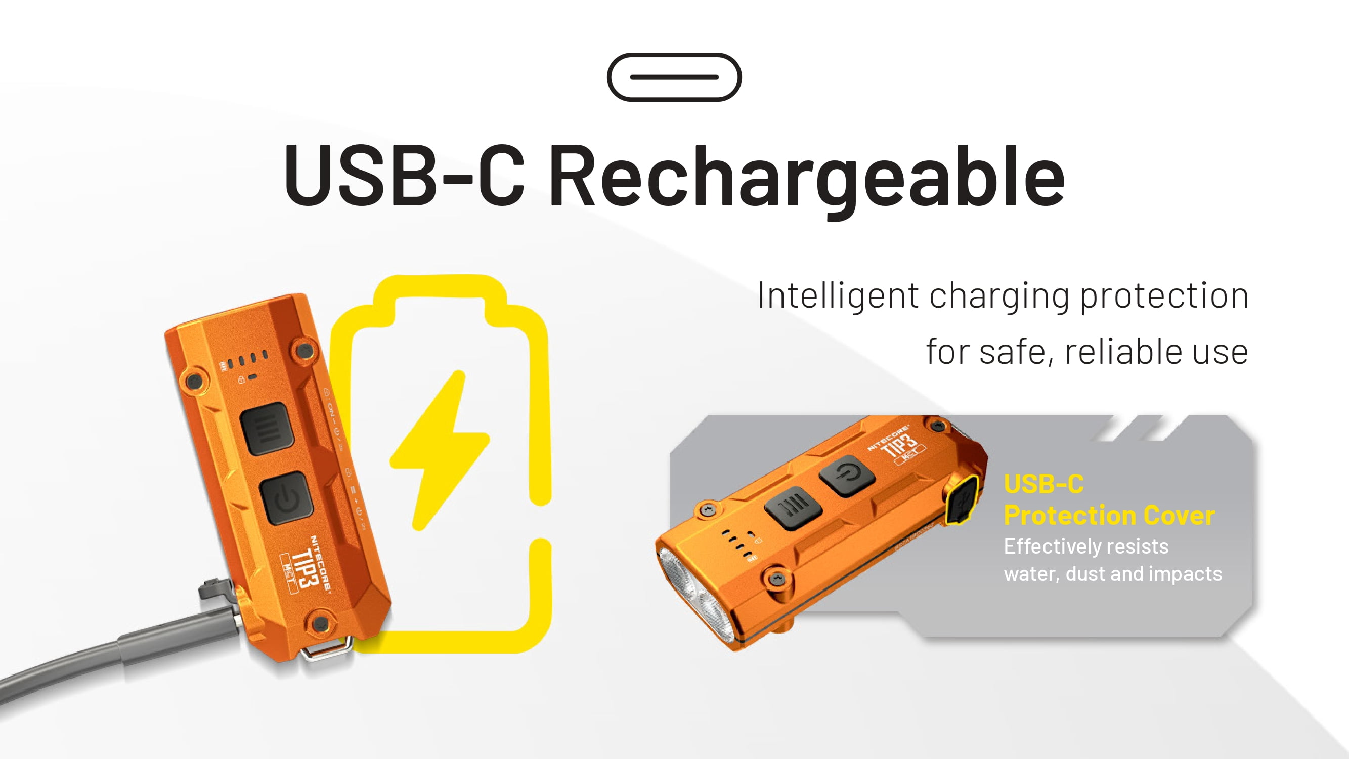 Nitecore TIP3 720 Lumen Rechargeable Keychain Flashlight (Orange) + Nitecore Sticker