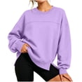 thumbnail image 6 of Womens Loose Oversized Crewneck Sweatshirt Long Sleeve Side Slit Casual Pullover Fall Winter Tops, 6 of 9