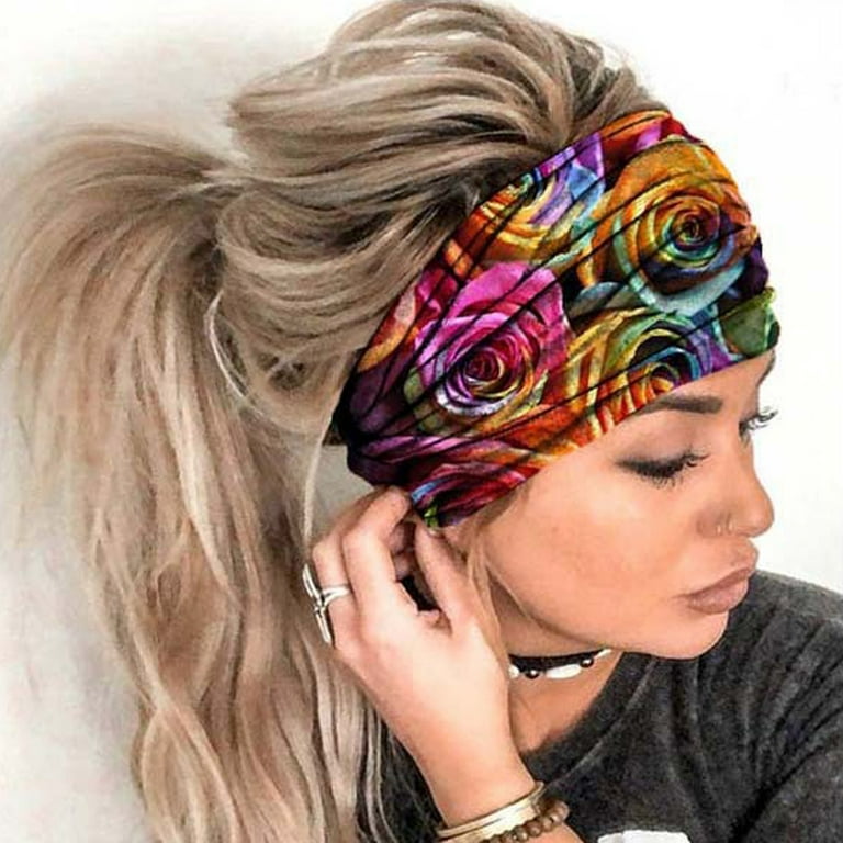 wofedyo Bandanas for Men Women Print Headband Elastic Head Wrap Hair Band  Bandana Headband,Headbands for Women,Hair Ties No Damage Multicolor 