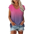 thumbnail image 2 of Spring Tops for Women Tops Breathable Womens Fashion Comfortable Casual V-Neck Short Sleeve Print Top Blouse Womens Clothes under $8, 2 of 4
