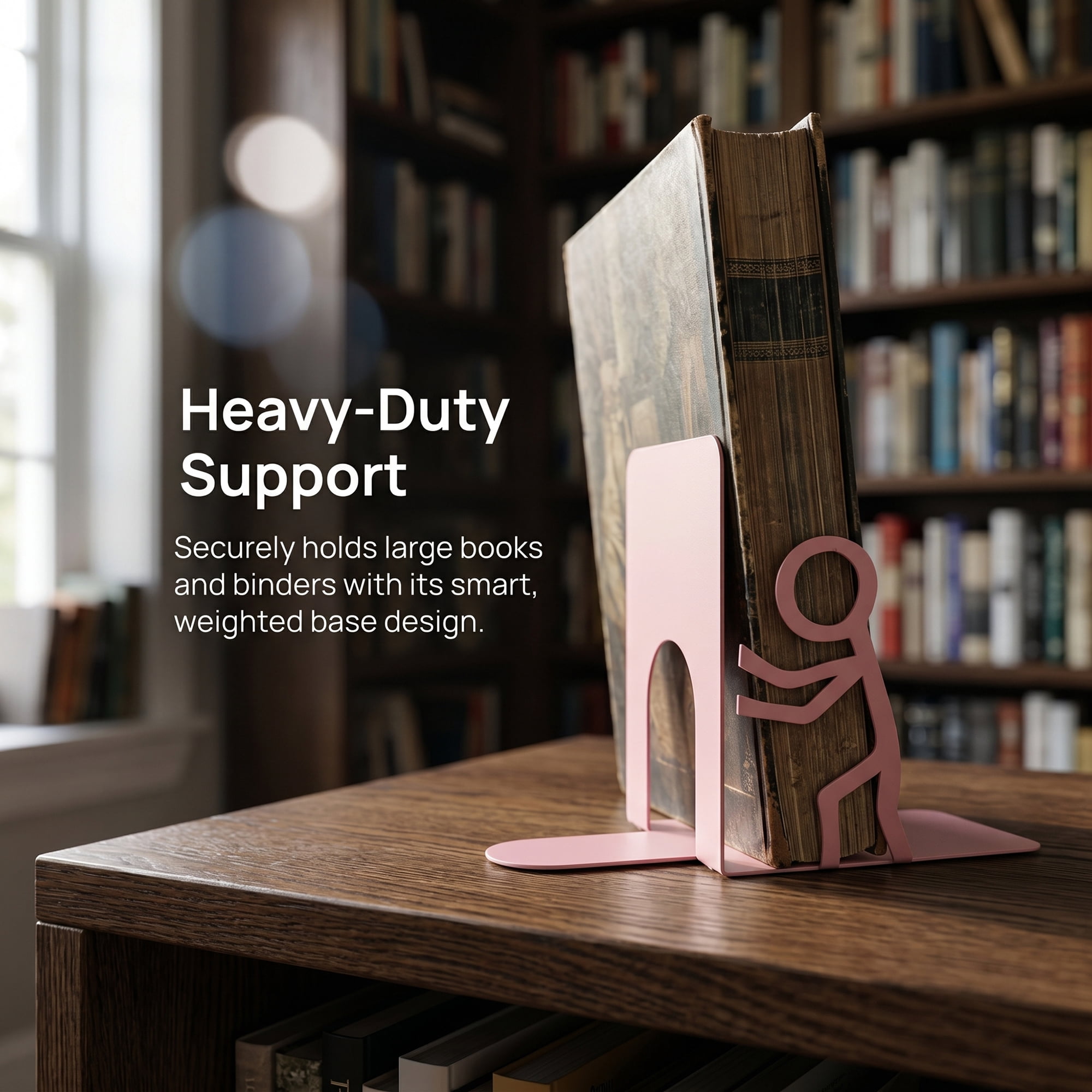 Unique Bargains 2Pcs Decorative Metal Minimalist Humanoid Book Ends Pink 3.1*2.5*7.7inch