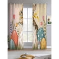 thumbnail image 2 of Easter Bunny Eggs Sheer Curtains 63 Inch Length 2 Panels Set for Living Room/Bedroom, Spring Tulip Flowers Leaves Country Plants Kitchen Curtains Grommet Curtains Window Treatments 42"x63"x2, 2 of 7