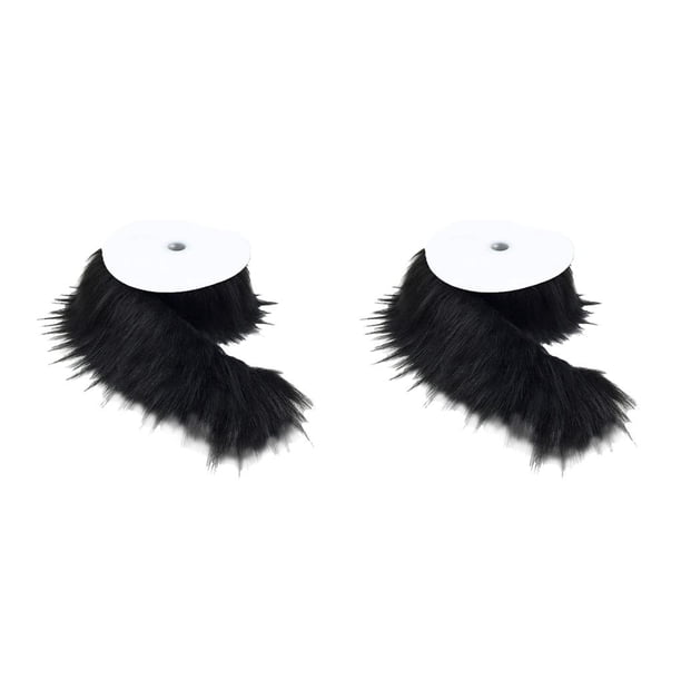 Billuyoard Tela de piel peluda, artesanías cortadas para decoración de retazos, alfombra de sofá artesanal, negro 2piezas negro