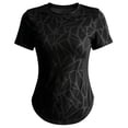thumbnail image 3 of DuoJiaJ Womens Short Sleeve Top, Crew Neck Slim Fit Semi Transparent Workout Black L, 3 of 4