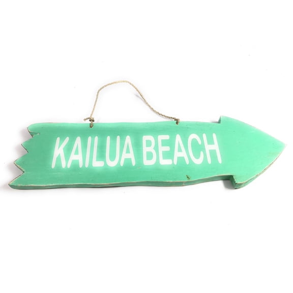 Arrow Sign "Kailua Beach" Wooden 12" X 4" - Turquoise | #snd25097t