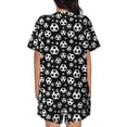thumbnail image 4 of Womens Pajama Sets With Pocket, black soccer ball Football Lounge Sets Short Sleeve Sleepwear PJ Sets for Women, 4 of 6