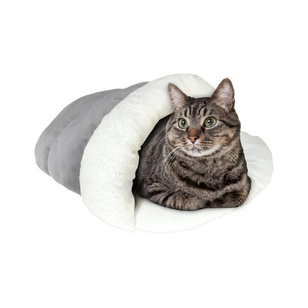 ASPCA Cozy Slipper Cat Cave Pet Bed, Gray