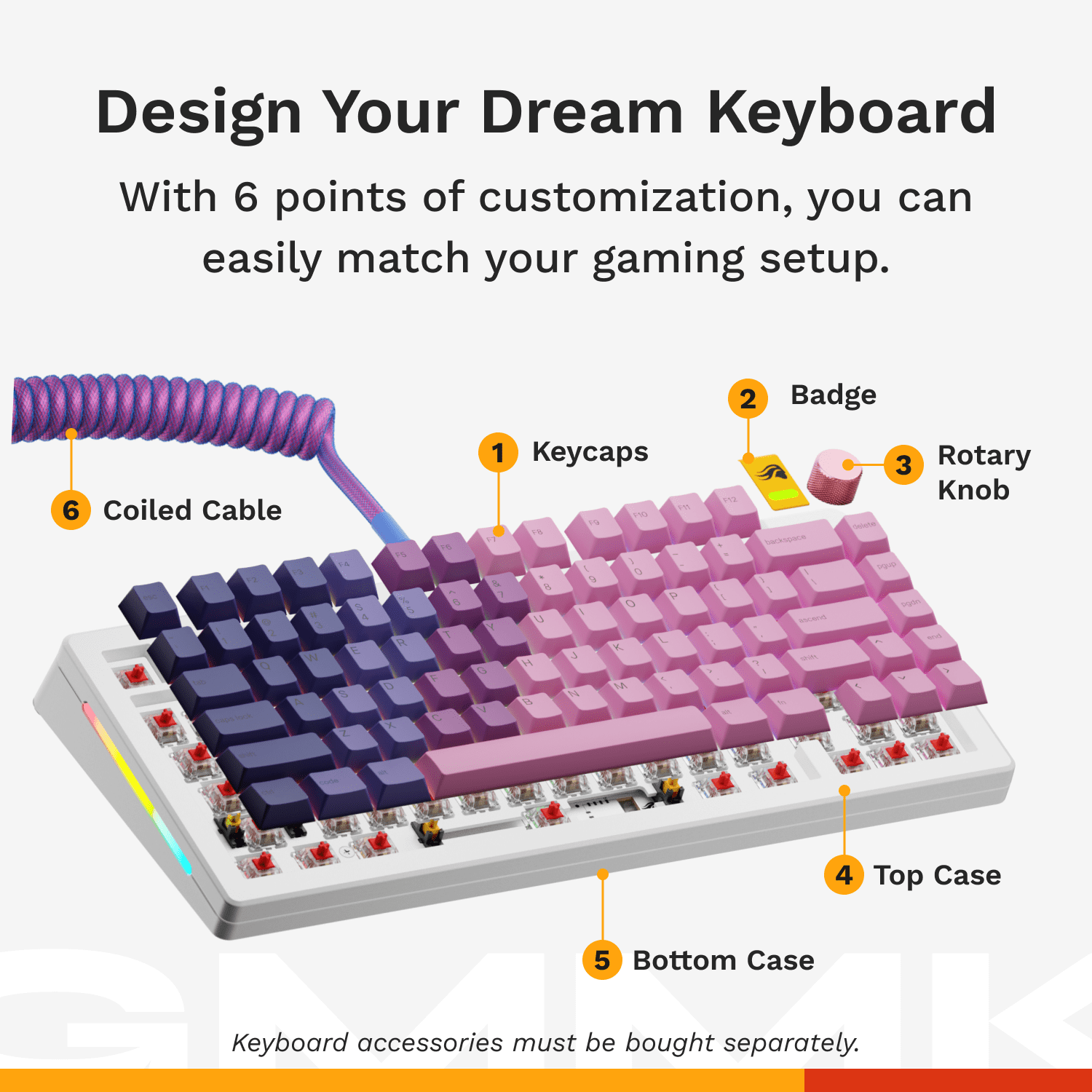 Glorious Gaming Wired Mechanical Gaming Keyboard GMMK 3 75% Prebuilt - White