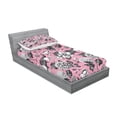 thumbnail image 2 of Ambesonne Floral Fitted Sheet & Pillow Sham Set, Vintage Garden Flowers, Twin, Coral Black and White, 2 of 2