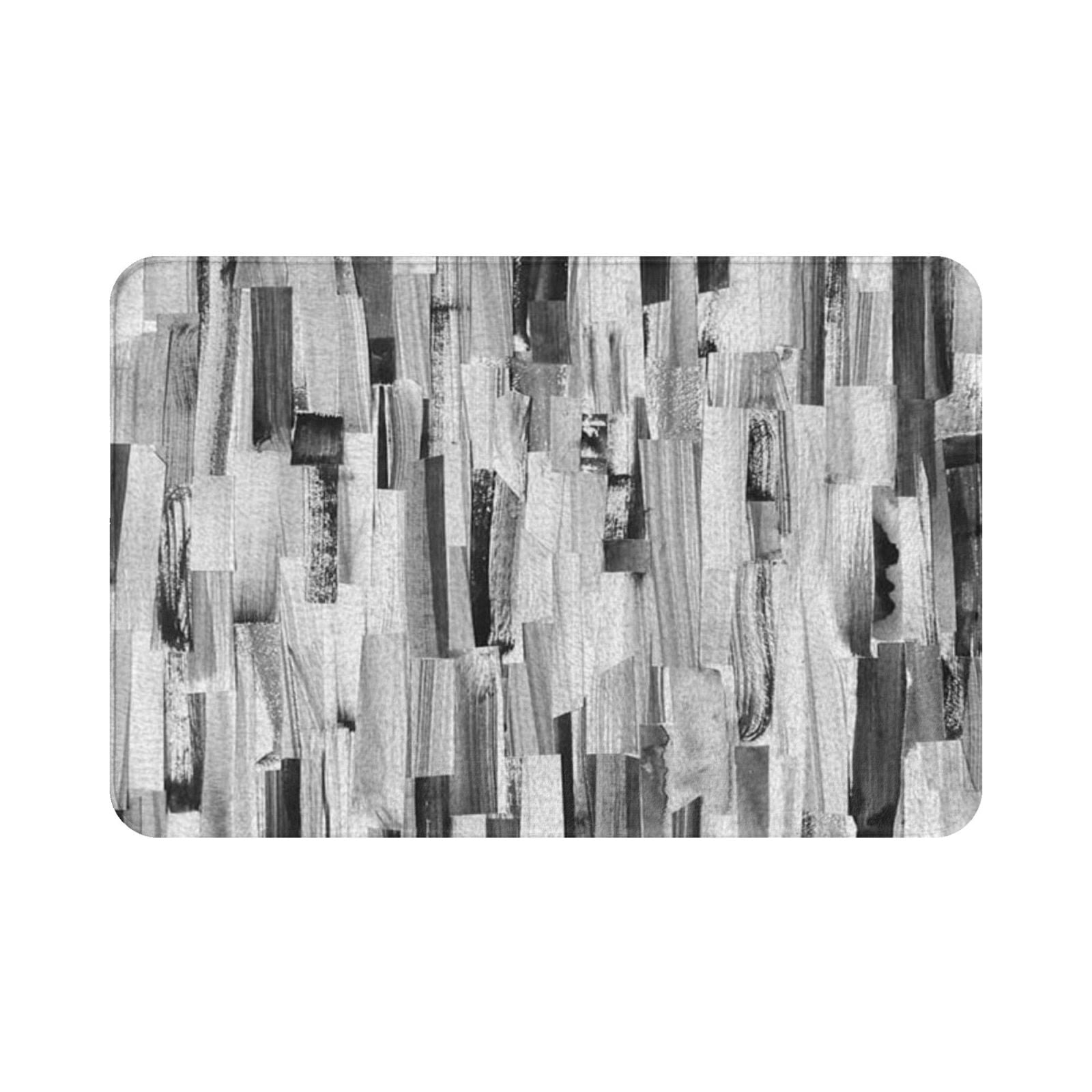 Grey Bath Mat Abstract Oil Painting Art Modern Geometric Vertical