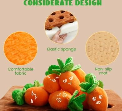 Nocciola 12 pcs Carrot Field Dog Squeaky Toys with Food Dispensing Carrot Farm, Dog Enrichment Toys for Hide and Seek, Puzzle Toys for Small and Medium Dogs, Play and Treat Set Fathersdaygift