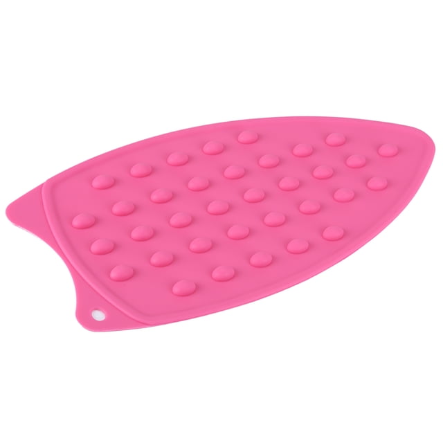 VIFERR Tapis de Repos en Silicone pour Fer à Repasser, Planche à Repasser Portable Résistante à la Chaleur Support en Caoutchouc pour Outils de Repassage à Chaud pour Pressage à la Vapeur sur Table/lit (Rose Rouge)