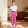 thumbnail image 3 of Fozruso Boys and Girls Straight Fit Stretch Twill Pant Kids Dress Pants Stretchy Flat Front With Pockets Pants for Casual School Sizes 9-10 Years(Pink), 3 of 7