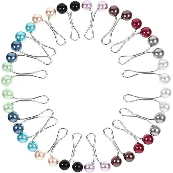 NOGIS 24Pcs Hijab Pins Clips for Women, Cute Scarf Clip Hijab Pins Pearl Brooch Pins, Headscarf Shawl Scarf Muslim Hijab Scarf Clips Safety Pins Buttons Wedding Dress Decorative