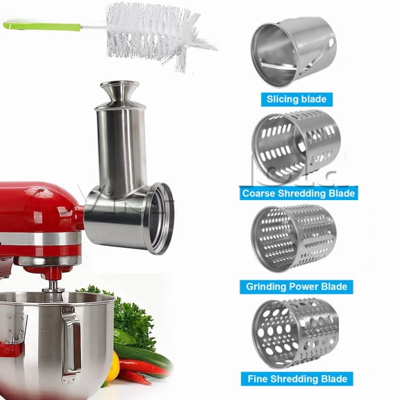 All Metal Prep Slicer & Shredder Stand Mixer Attachment for KitchenAid Food Home Commercial Kitchen Bussiness Stainless Steel
