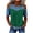 Green, variant on Women's Cut Out Cold Shoulder Color Block Tops Denim Patchwork Crew Neck Short Sleeve Tunic Blouses Loose Fit Dressy Casual Tshirts XL