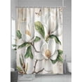 thumbnail image 5 of Fsddascl Country Flowers Shower Curtain Set - 66" x 72" Washable Bathtub Curtain with 12 Hooks, Botanical White Floral Leaves Butterfly Waterproof Fabric Stall Shower Curtains for Bathroom/Bathtub, 5 of 6