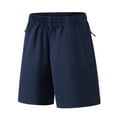 thumbnail image 2 of Spazoro Boys Athletic Shorts with Zipper Pockets, Quick-Dry Stretch Elastic Waist Performance Running Basketball Shorts Blue Size 8, 2 of 5