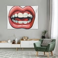thumbnail image 2 of ONETECH  Lips Tapestry, Red Lipstick Open Mouth Tongue Out Funky 90s Style Retro Sensual Image, Wall Hanging for Bedroom Living Room Dorm, Scarlet Coral and Blush, 2 of 7