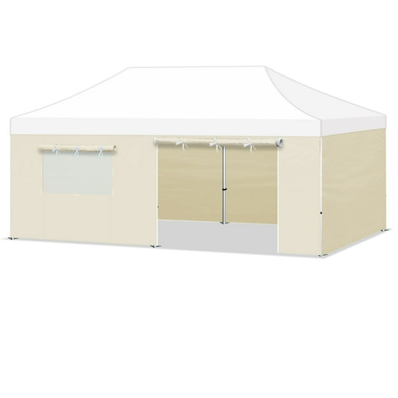 SUNRISEUMBRELLA 19.7x6.54' 10'x20' Pop Up Canopy Party Tent Sidewall ONLY with Zipper Door (Ecru)
